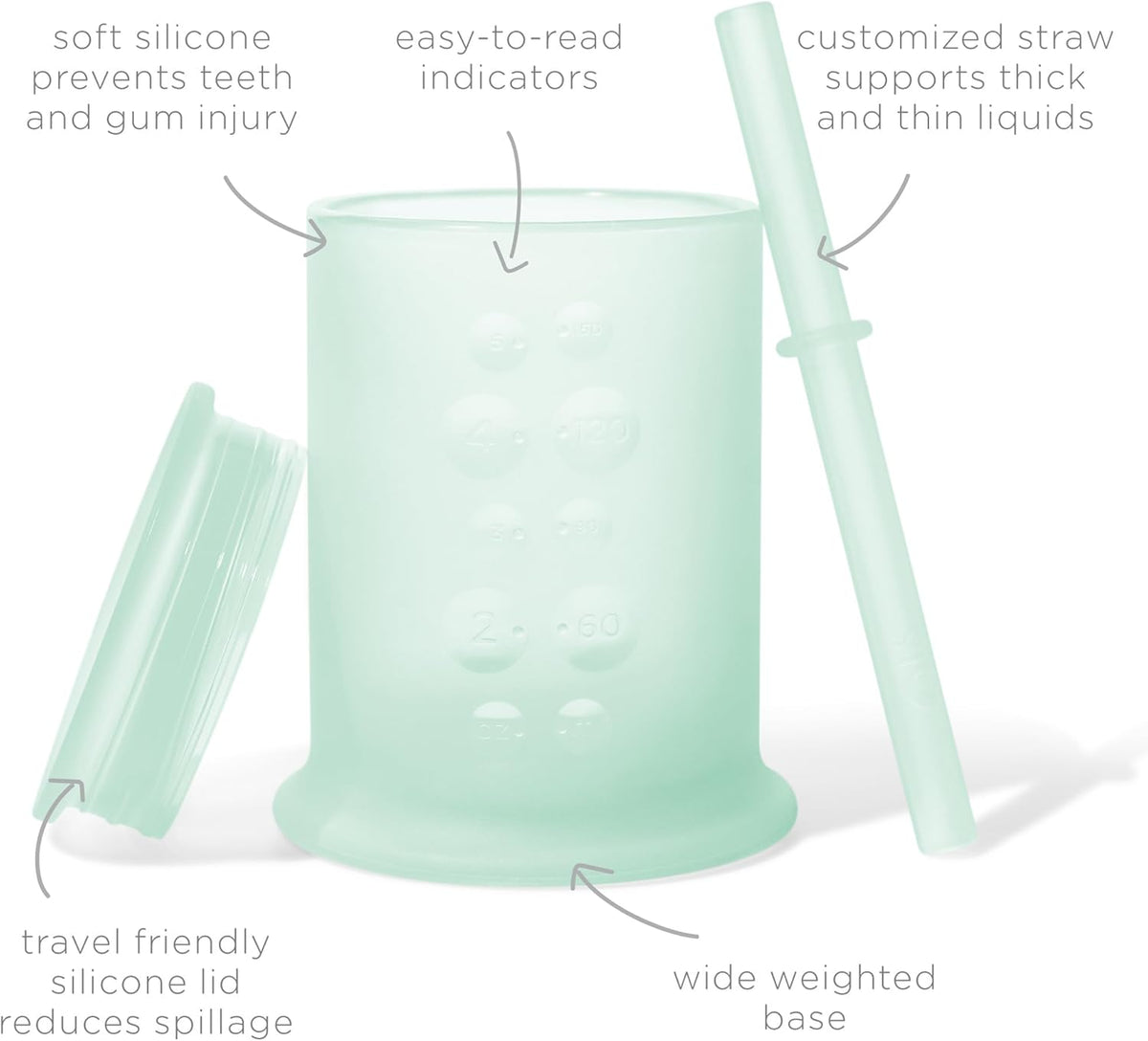 Olababy Silicone Straw Training Cup, Mint, 5 oz - view 2
