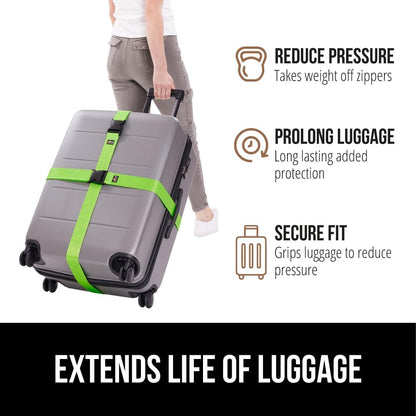 Gorilla Grip Heavy Duty Luggage Straps, 2 Pack, Green - view 4