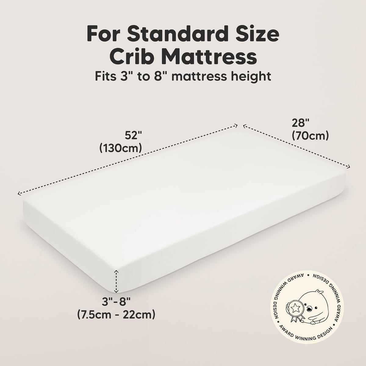 KeaBabies Cot Sheets, Fitted, Pack of 2, 52 x 28 Inch, Soft White — alternate product view