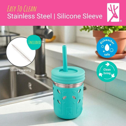 Elk and Friends 10 oz Steel Kids Mason Jars with Sleeves, 4 Pack - view 6