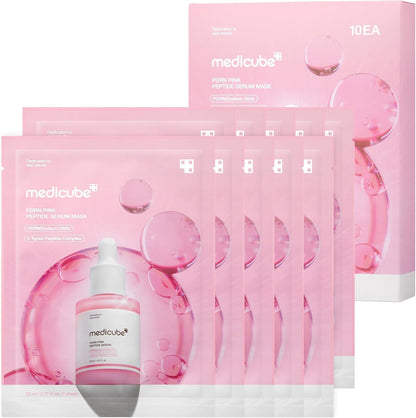 Medicube PDRN Pink Peptide Ampoule Sheet Mask, 10 Sheets