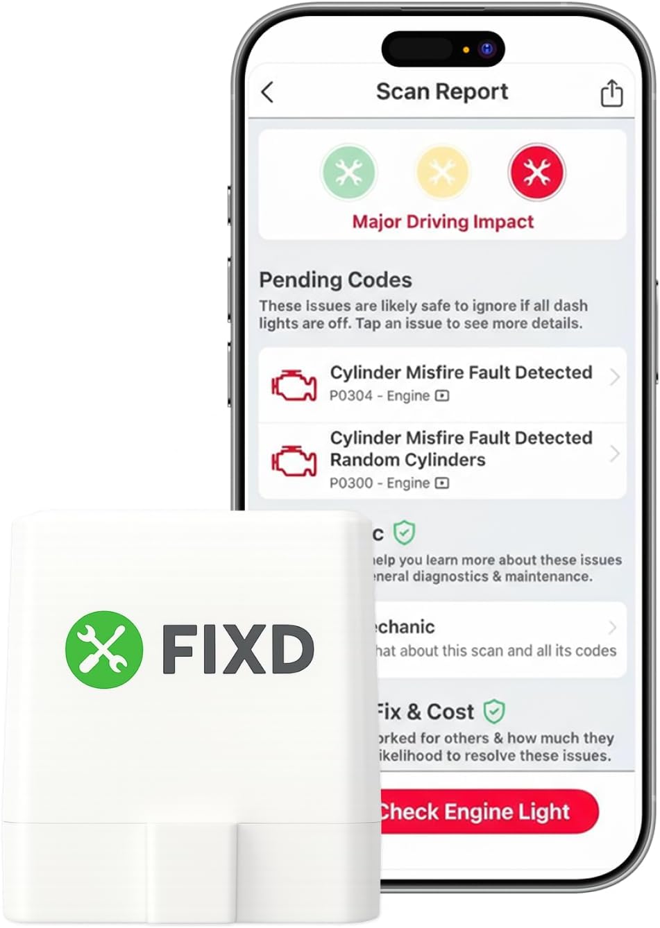 FIXD Bluetooth OBD2 Scanner and Car Diagnostic Code Reader