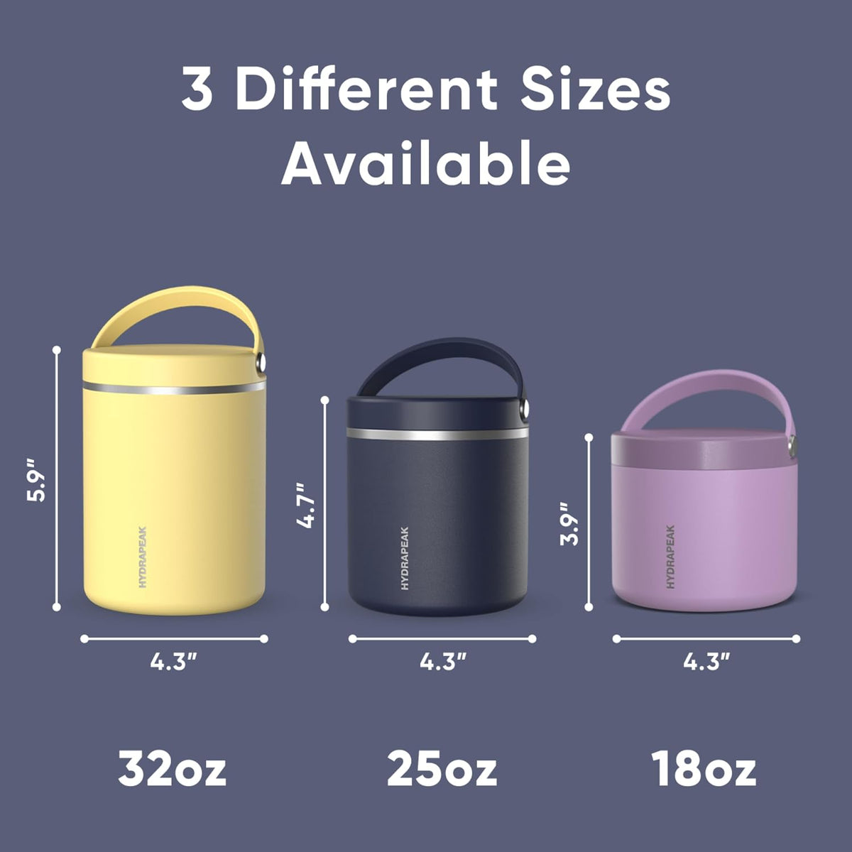 Hydrapeak 25 oz Stainless Steel Vacuum Insulated Food Jar, Navy - view 3