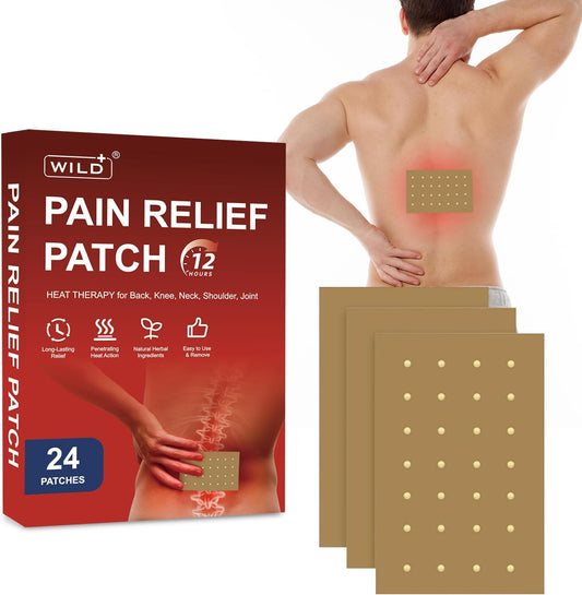 WILD+ Herbal Self-Heating Patches for Back, Neck and Shoulders, 24 Count