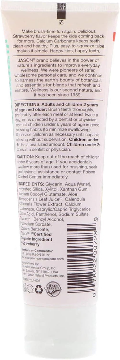Jason Kids Only Natural Toothpaste, Strawberry, 4.2 oz (119 g) - view 3