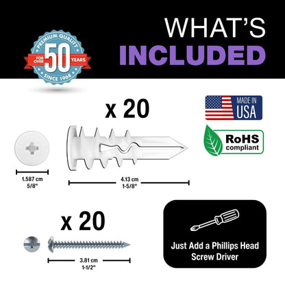 TOGGLER Toggle TB Self-Drilling Drywall Anchors with Screws, 20 Pack - view 2