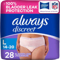 Always Discreet Incontinence and Postpartum Underwear for Women, Large, 28 Count