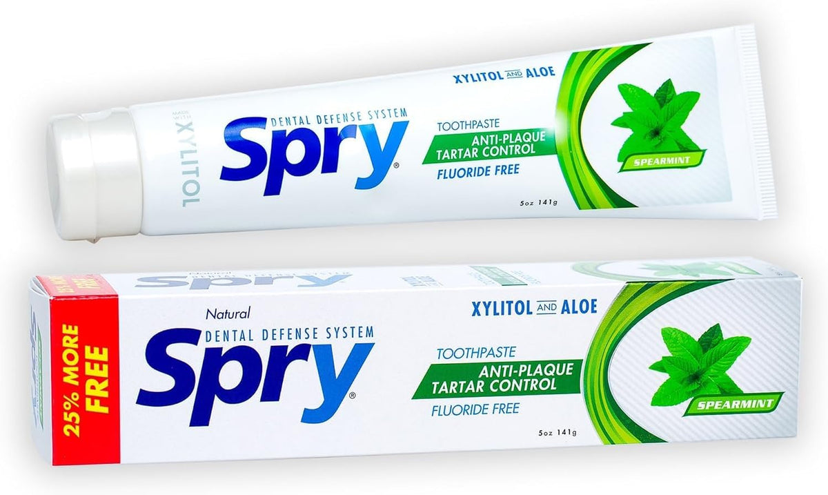 Spry Natural Fluoride-Free Xylitol Toothpaste Spearmint 141 g (5 oz) — product view