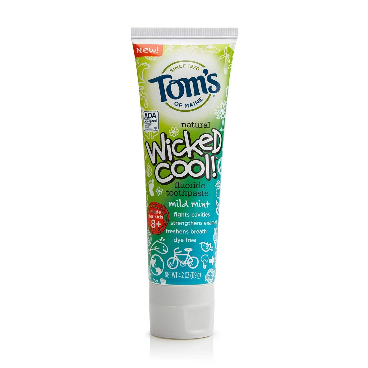 Tom's of Maine Natural Wicked Cool! Fluoride Toothpaste Mild Mint 4.2 oz — product view