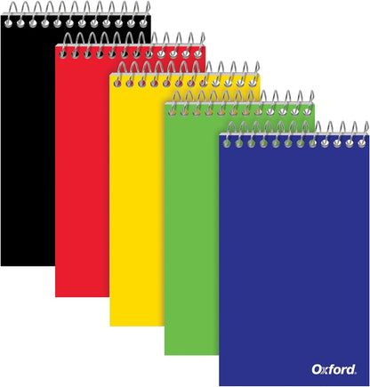 Oxford Spiral Memo Pads, 3 x 5 Inch, College Ruled, 75 Sheets, Pack of 5
