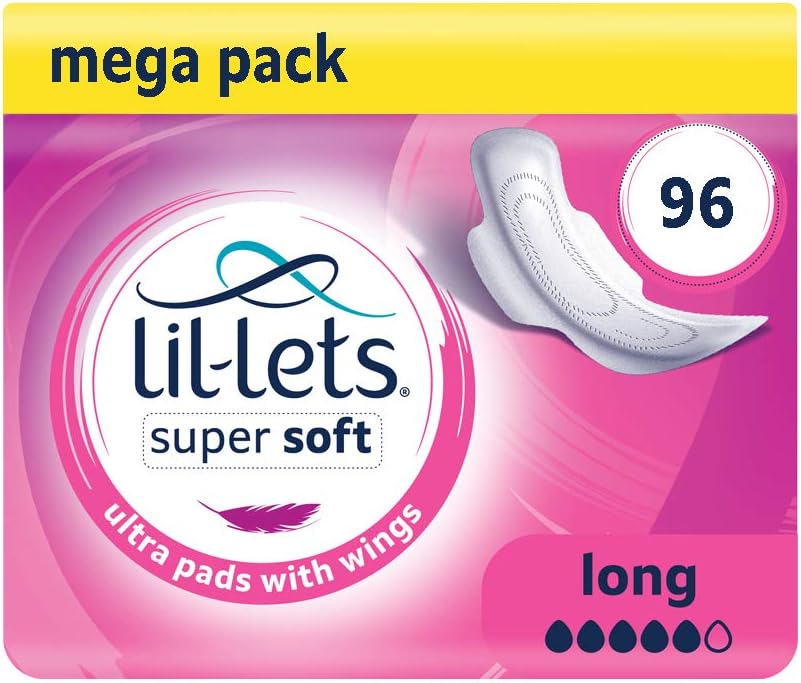 Lil-Lets Super Soft Ultra Thin Long Pads with Wings, 96 Count