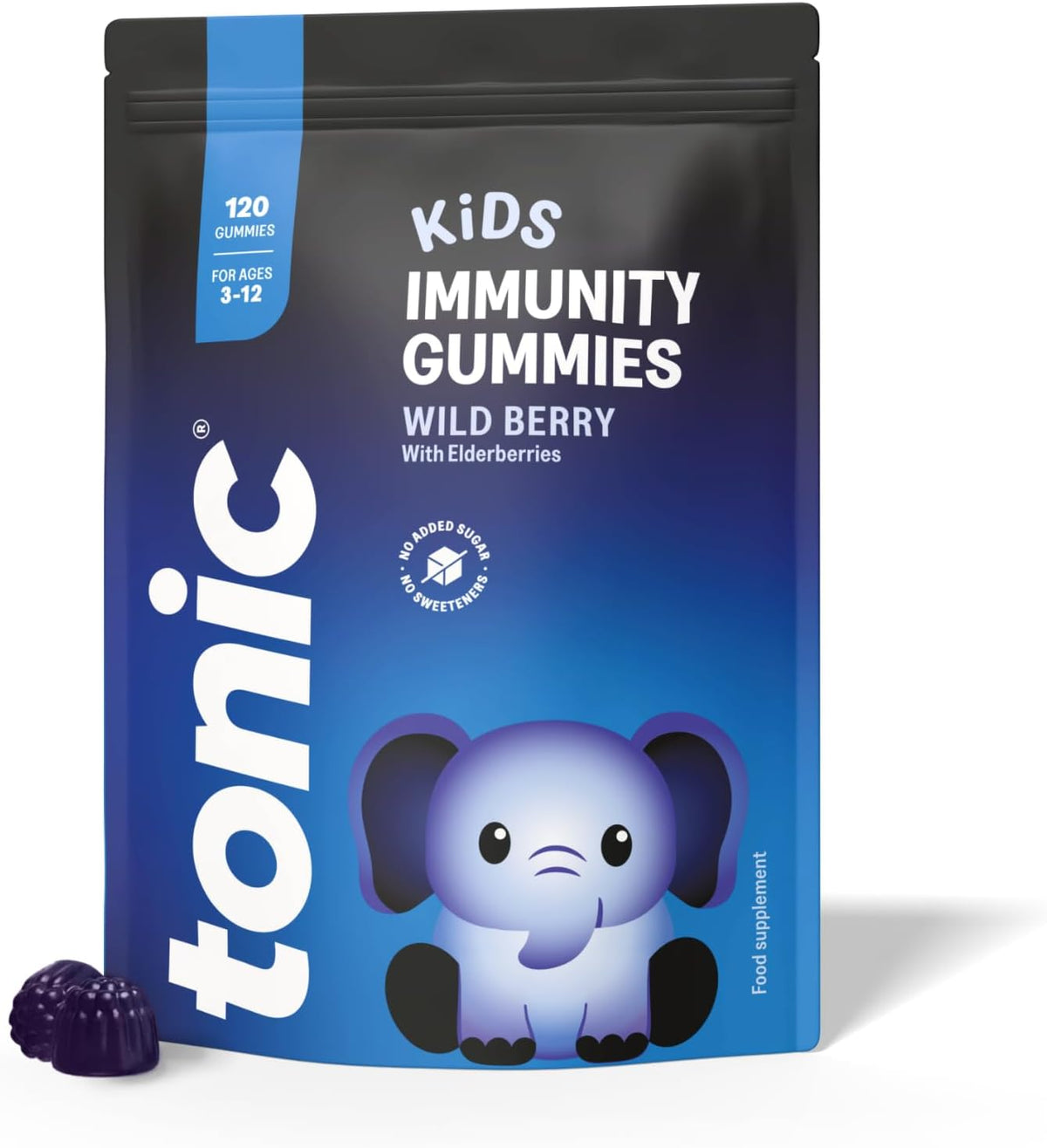 Tonic Health Kids 7 in 1 Elderberry Gummies Wild Berry 120 Count — product view