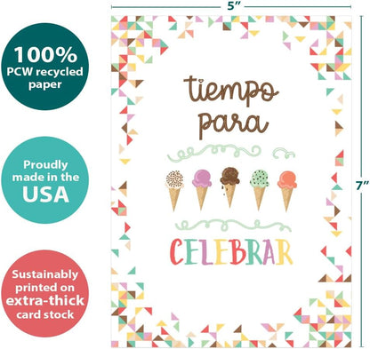 Tree-Free Greetings Spanish Birthday Card, Cumpleaños Ice Cream, 5 x 7 - view 3