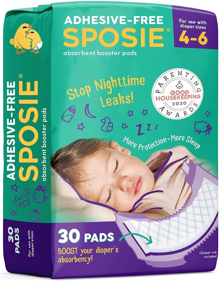 Sposie Overnight Nappy Booster Pads, Size 4-6, 30 Count