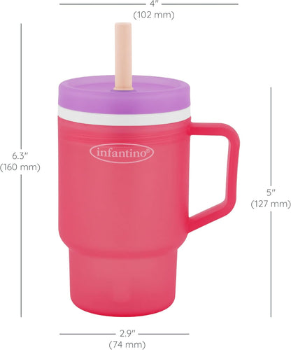 Infantino My 1st Tumbler Sippy Cup with Straw and Handle, 10 oz, Hibiscus - view 2