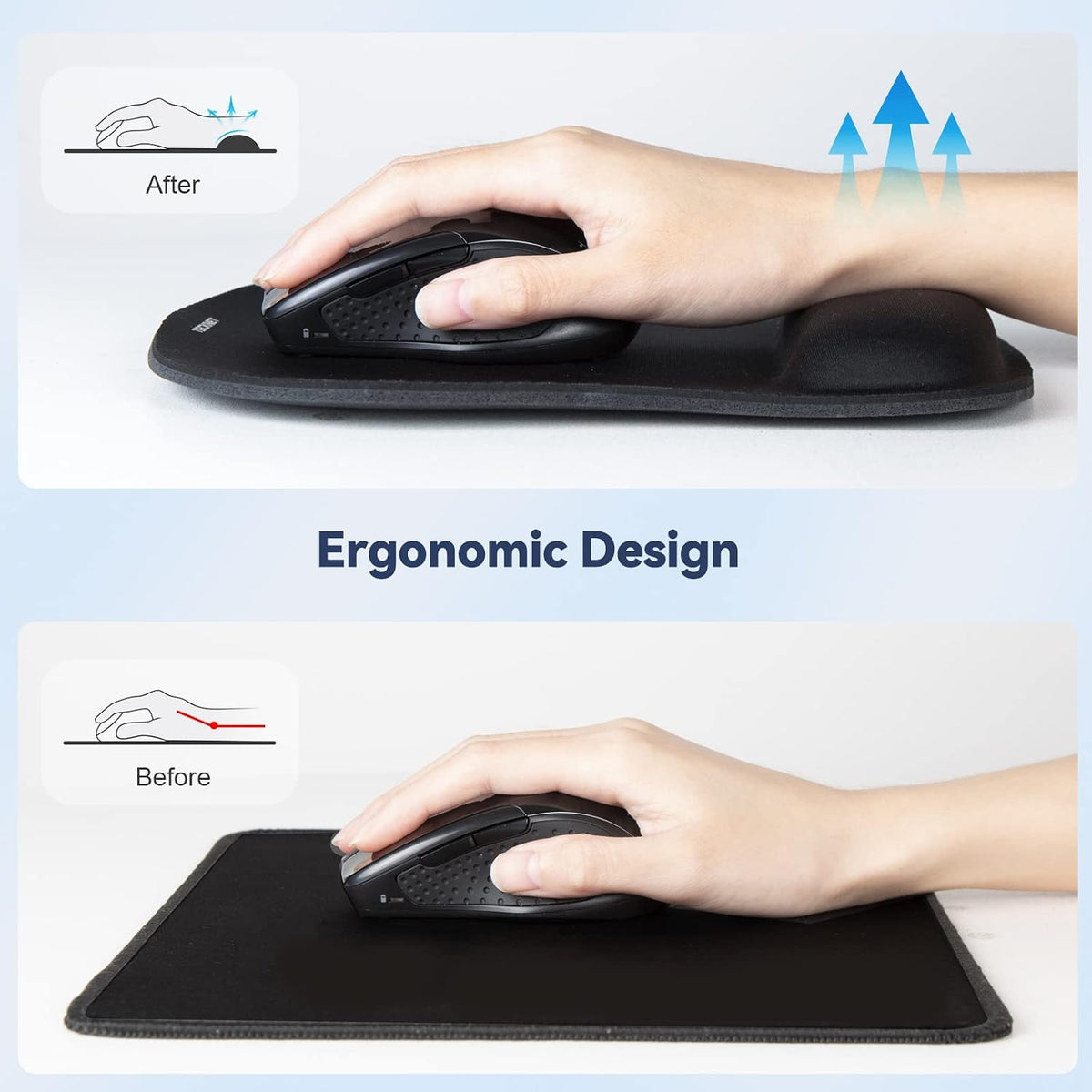 TECKNET Ergonomic Mouse Pad with Wrist Support, Black - view 2