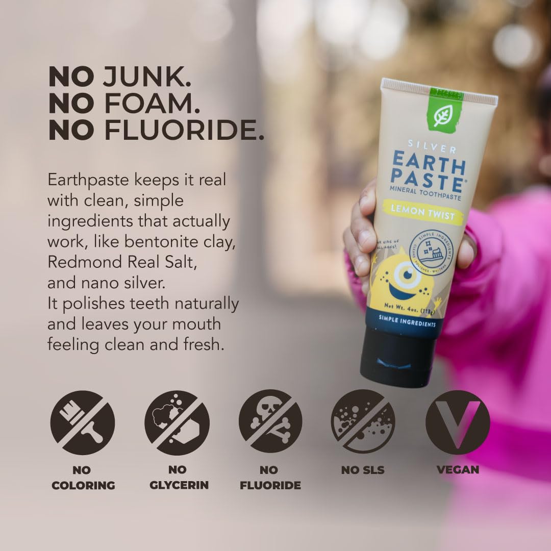 Redmond Earthpaste Natural Non-Fluoride Toothpaste, Lemon Twist, 4 oz - view 3