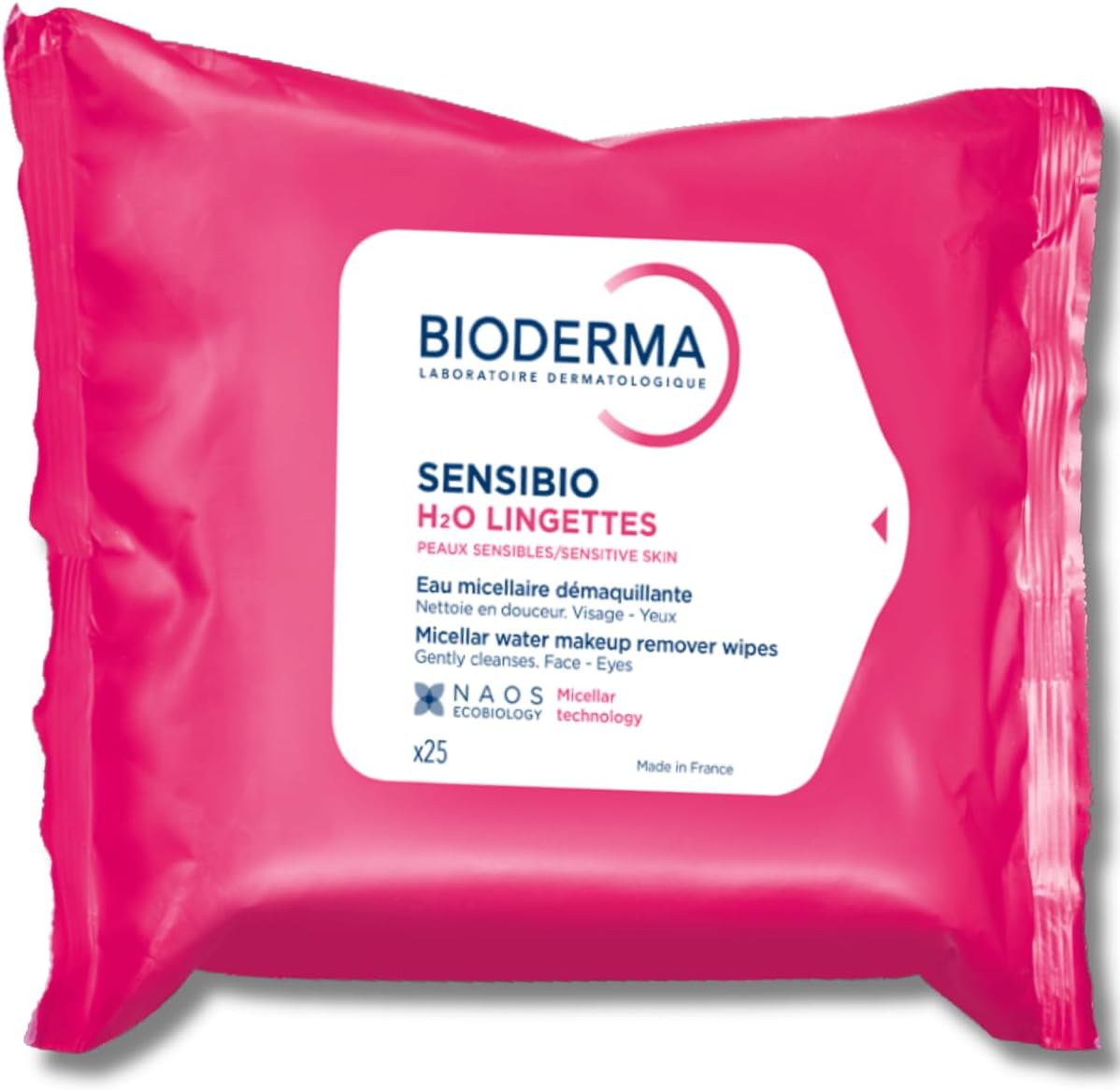 Bioderma Sensibio H2O Micelle Solution Make-Up Removing Wipes, 25 Count — product view