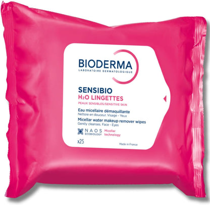 Bioderma Sensibio H2O Micelle Solution Make-Up Removing Wipes, 25 Count