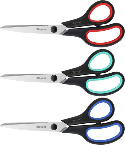 iBayam 8.5 Inch Heavy Duty All Purpose Scissors, Pack of 3