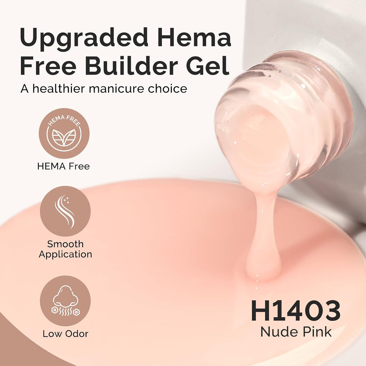MelodySusie HEMA-Free Nude Pink Builder Nail Gel 15 ml (0.5 fl oz) H1403 — alternate product view