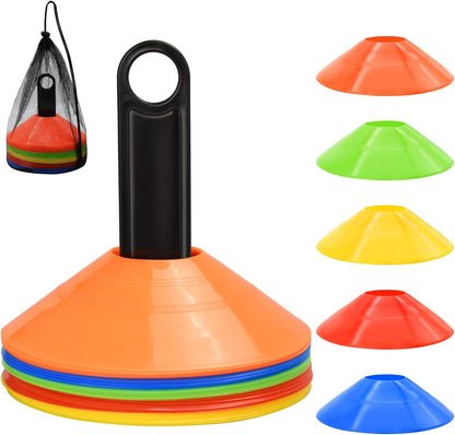 FGBNM Disc Cones, 25 Pack in 5 Colours with Carry Bag and Holder
