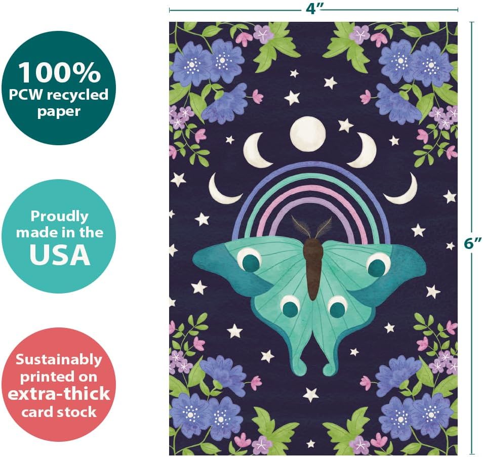 Tree-Free Greetings Lunar Moth All Occasion Notecards 4 x 6 Inch, Pack of 12 - view 3