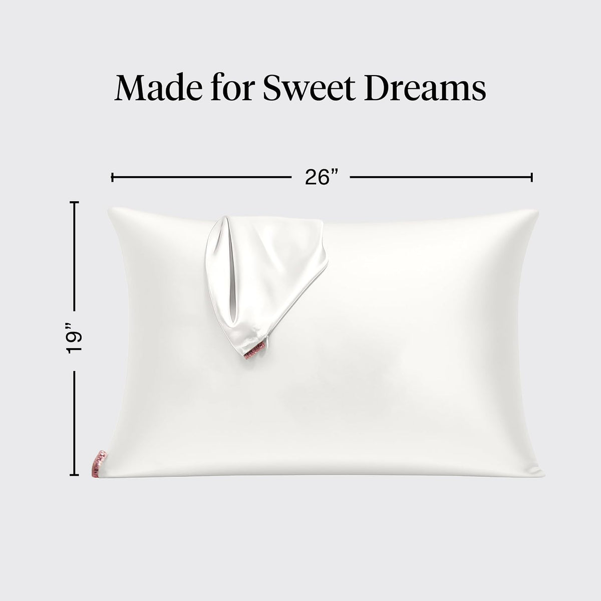 Kitsch Satin Pillowcase with Zipper - Standard Size, Ivory - view 2