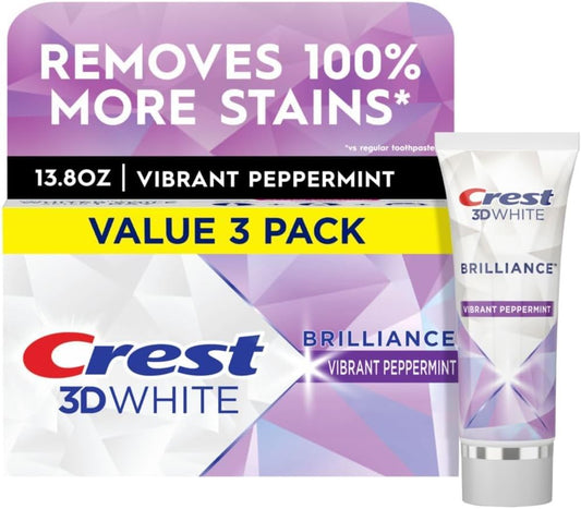Crest 3D White Brilliance Vibrant Peppermint Toothpaste, 4.1 oz, Pack of 3 - view 2