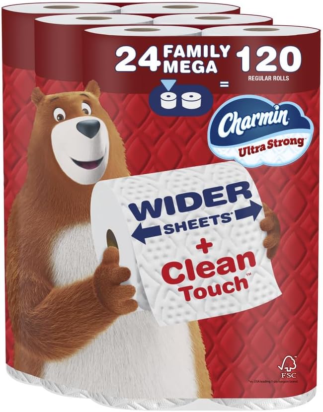 Charmin Ultra Strong Clean Touch Toilet Paper 24 Family Mega Rolls