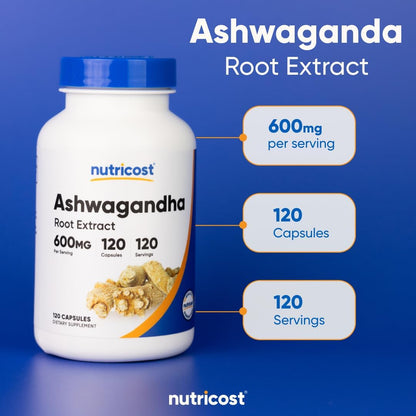 Nutricost Ashwagandha Root Extract 600 mg, 120 Capsules - view 5