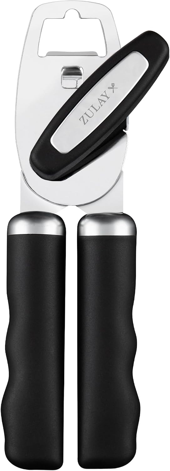 Zulay Kitchen Manual Can Opener, Stainless Steel, Black