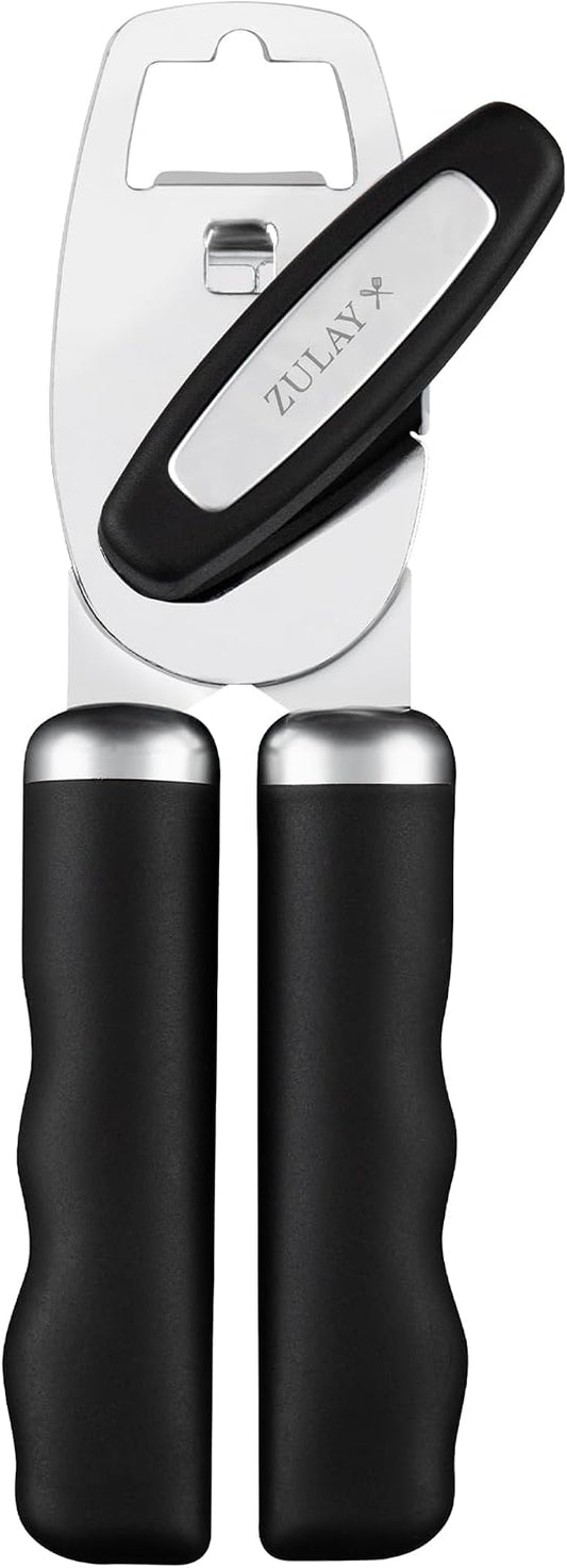 Zulay Kitchen Manual Can Opener, Stainless Steel, Black