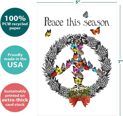 Tree-Free Greetings Peace Wreath Christmas Cards, Box of 10 - view 3
