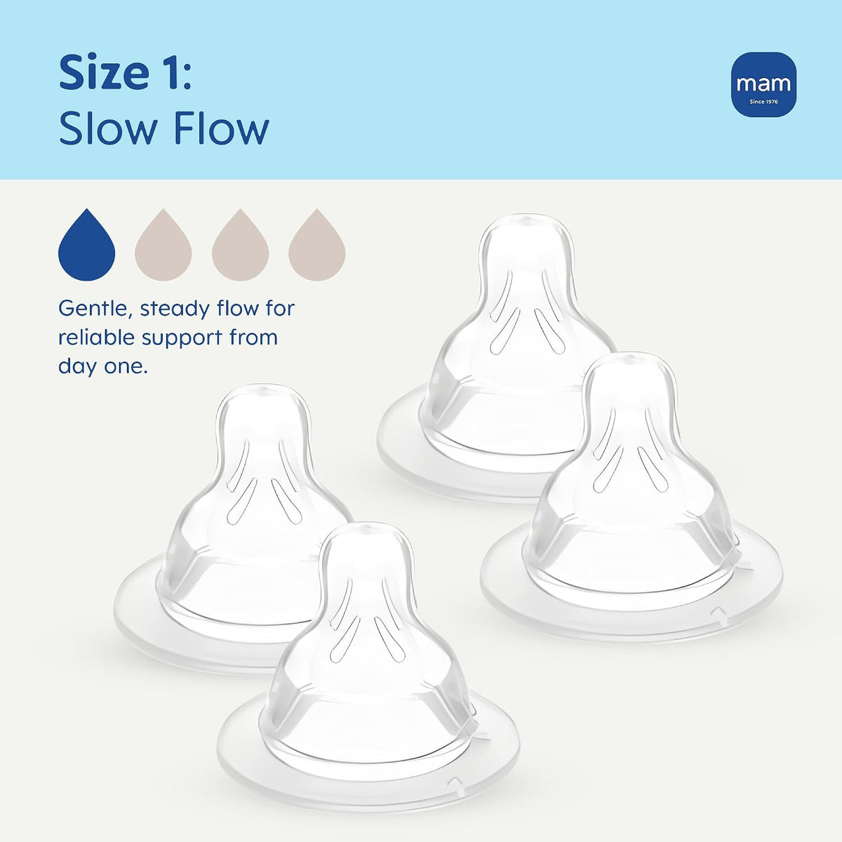 MAM Anti-Colic Slow Flow Teats for MAM Bottles, 4 Pack - view 2