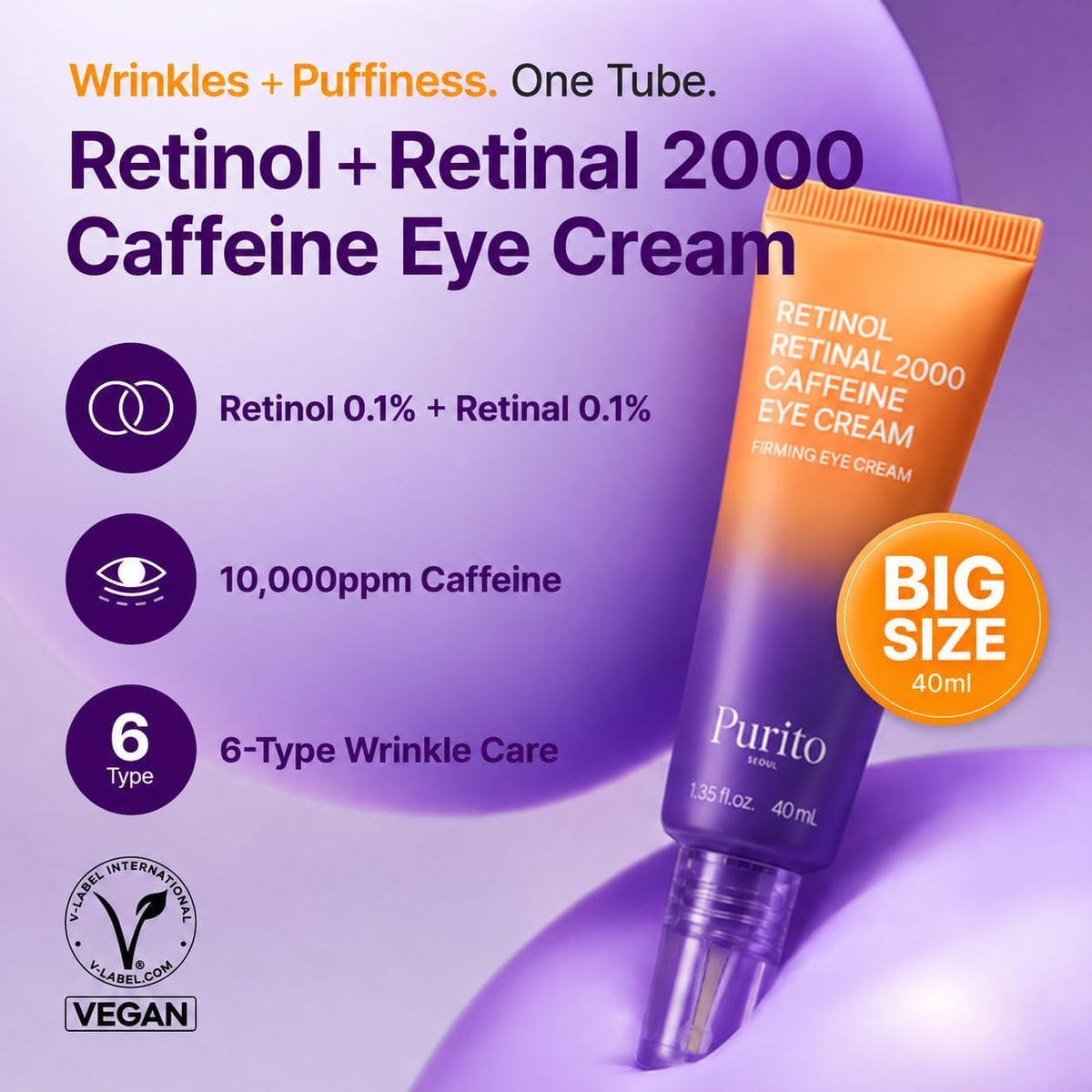 Purito Retinol 0.1% + Retinal 0.1% Eye Cream for Sensitive Skin 40 ml - view 2