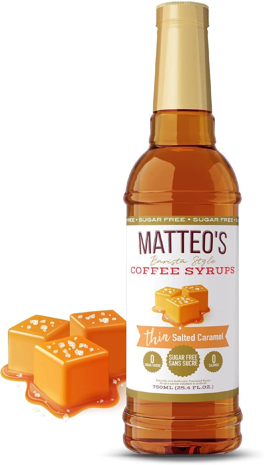Matteo's Sugar Free Coffee Syrup, Salted Caramel, 25.4 oz