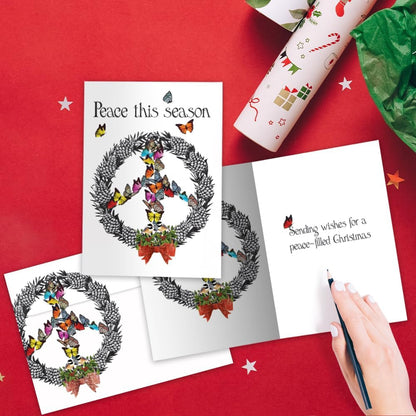 Tree-Free Greetings Peace Wreath Christmas Cards, Box of 10 - view 2