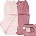 Momcozy Quiet Fastener Newborn Swaddle, 0-3 Months, Bloom, Pack of 2