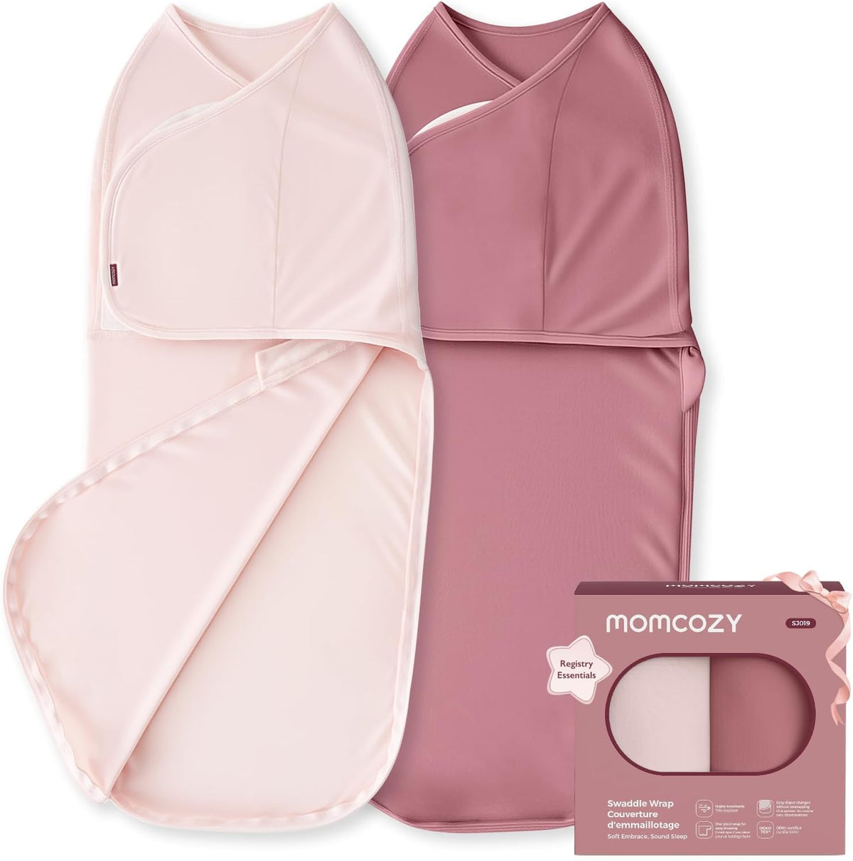 Momcozy Quiet Fastener Newborn Swaddle, 0-3 Months, Bloom, Pack of 2 — product view