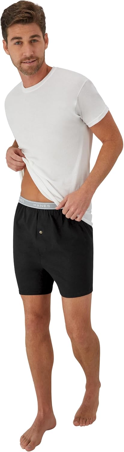 Hanes Men's Exposed Waistband Knit Boxers, 5 Pack, XL (US) - view 5
