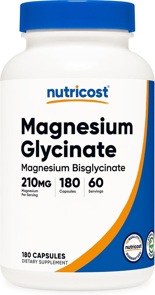 Nutricost Magnesium Glycinate, 210 mg per Serving, 180 Capsules