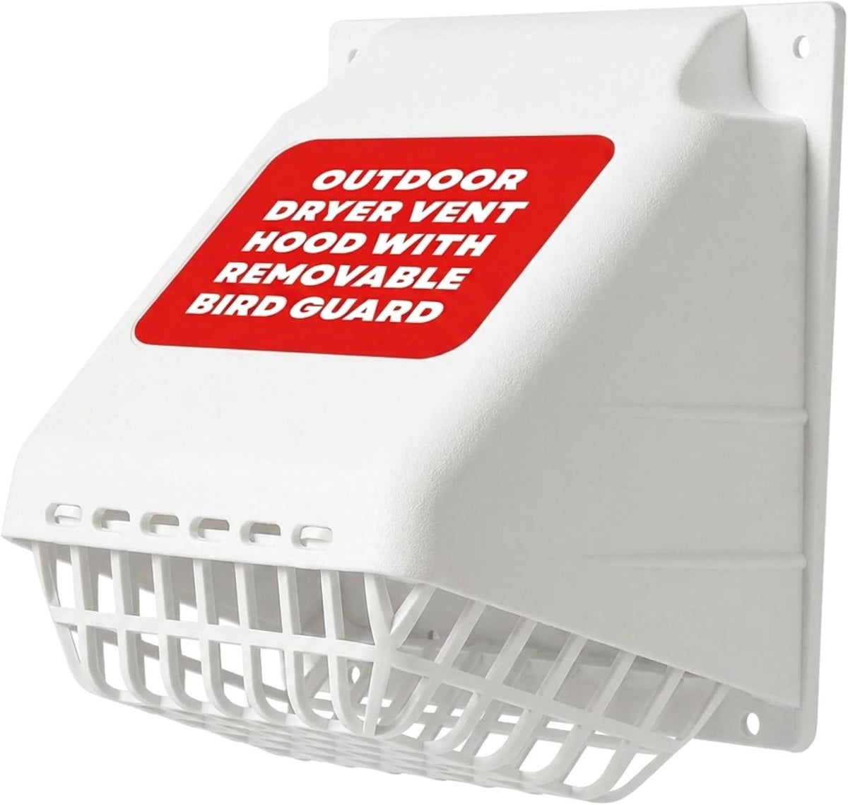 Deflecto 4-Inch Wide Mouth Dryer Vent Hood with Removable Bird Guard, White — product view
