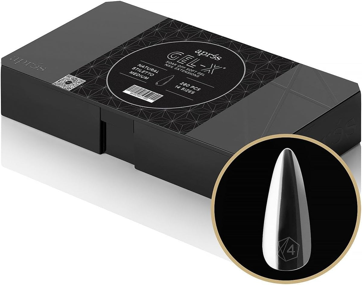Après Gel-X Natural Stiletto Medium Nail Tips Box, 280 Count — product view