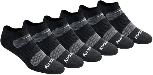 Saucony Men's Mesh Ventilating No-Show Socks, 6 Pairs, Black