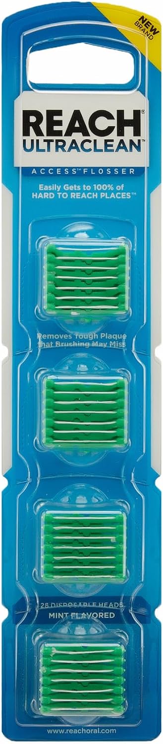 Listerine Ultraclean Access Flosser Refill Heads, Mint, 28 Count