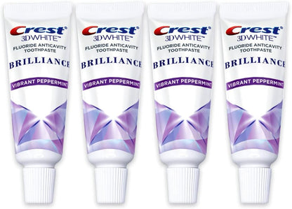 Crest 3D White Brilliance Toothpaste, Vibrant Peppermint, 0.85 oz (24 g), 4 Pack