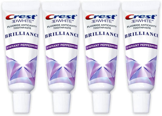 Crest 3D White Brilliance Toothpaste, Vibrant Peppermint, 0.85 oz (24 g), 4 Pack
