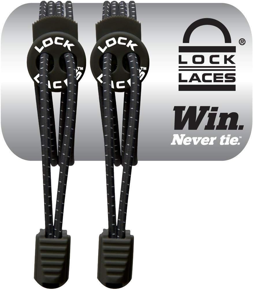 Lock Laces Elastic No-Tie Shoelace System, Black