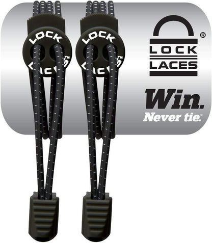 Lock Laces Elastic No-Tie Shoelace System, Black